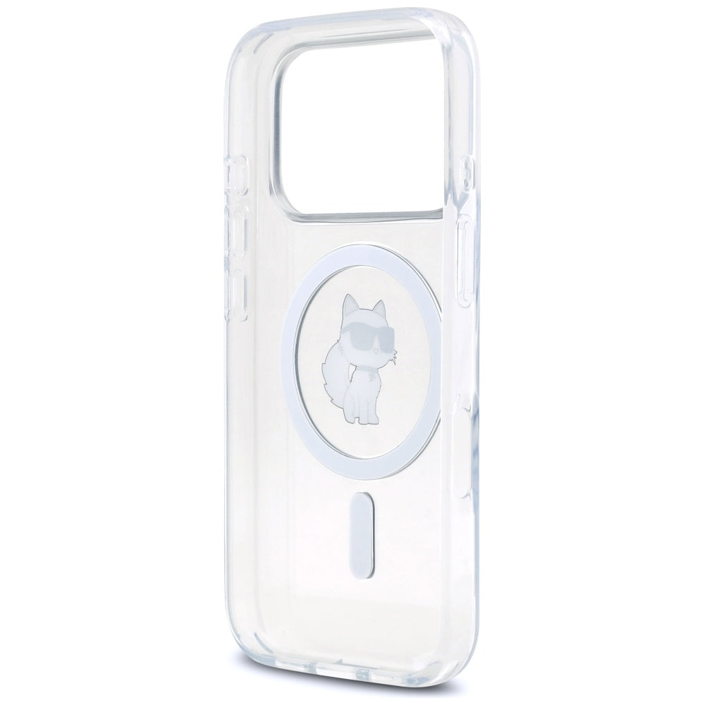 Custodia MagSafe per Apple iPhone 17 Pro, Karl Lagerfeld, IML Logo Choupette, Trasparente
