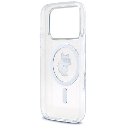 Custodia MagSafe per Apple iPhone 17 Pro, Karl Lagerfeld, IML Logo Choupette, Trasparente