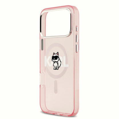 Custodia MagSafe per Apple iPhone 17 Pro, Karl Lagerfeld, IML Sketch Logo Choupette, Rosa