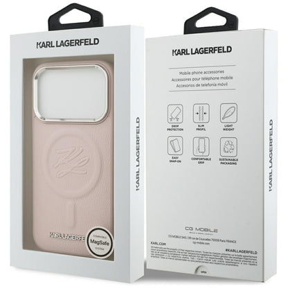 MagSafe Case for Apple iPhone 17 Pro, Karl Lagerfeld, Initial & Metal Logo, Pink