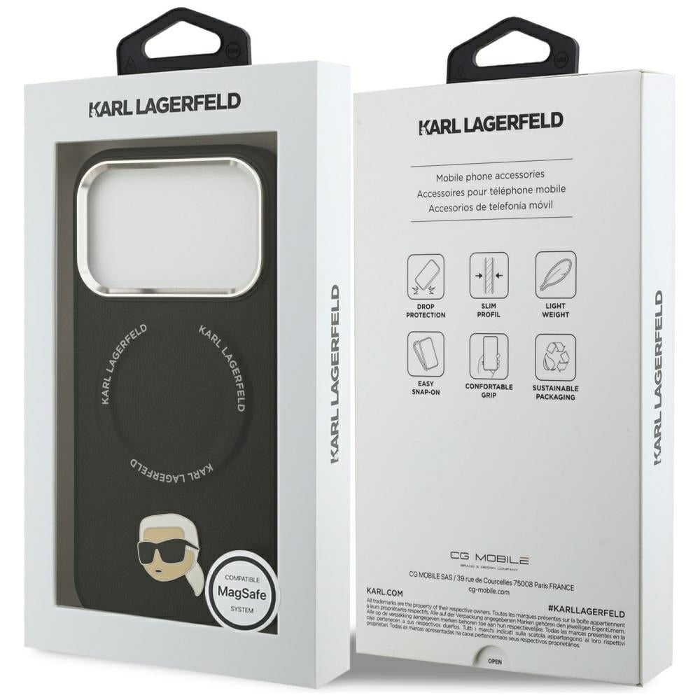 Custodia MagSafe per Apple iPhone 17 Pro, Karl Lagerfeld, Karl Pin, Nera