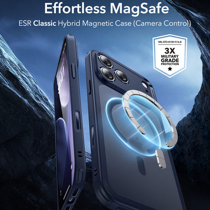 Custodia MagSafe per Apple iPhone 17 Pro Max, ESR, Classic Hybrid, Blu Satinato