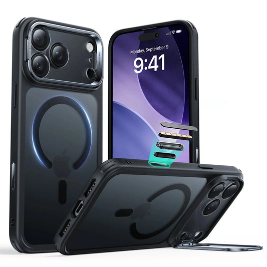 Custodia MagSafe per Apple iPhone 17 Pro Max, ESR, Classic Hybrid Kickstand, Nera Satinata