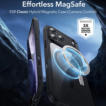 Custodia MagSafe per Apple iPhone 17 Pro Max, ESR, Classic Hybrid, Nera Trasparente