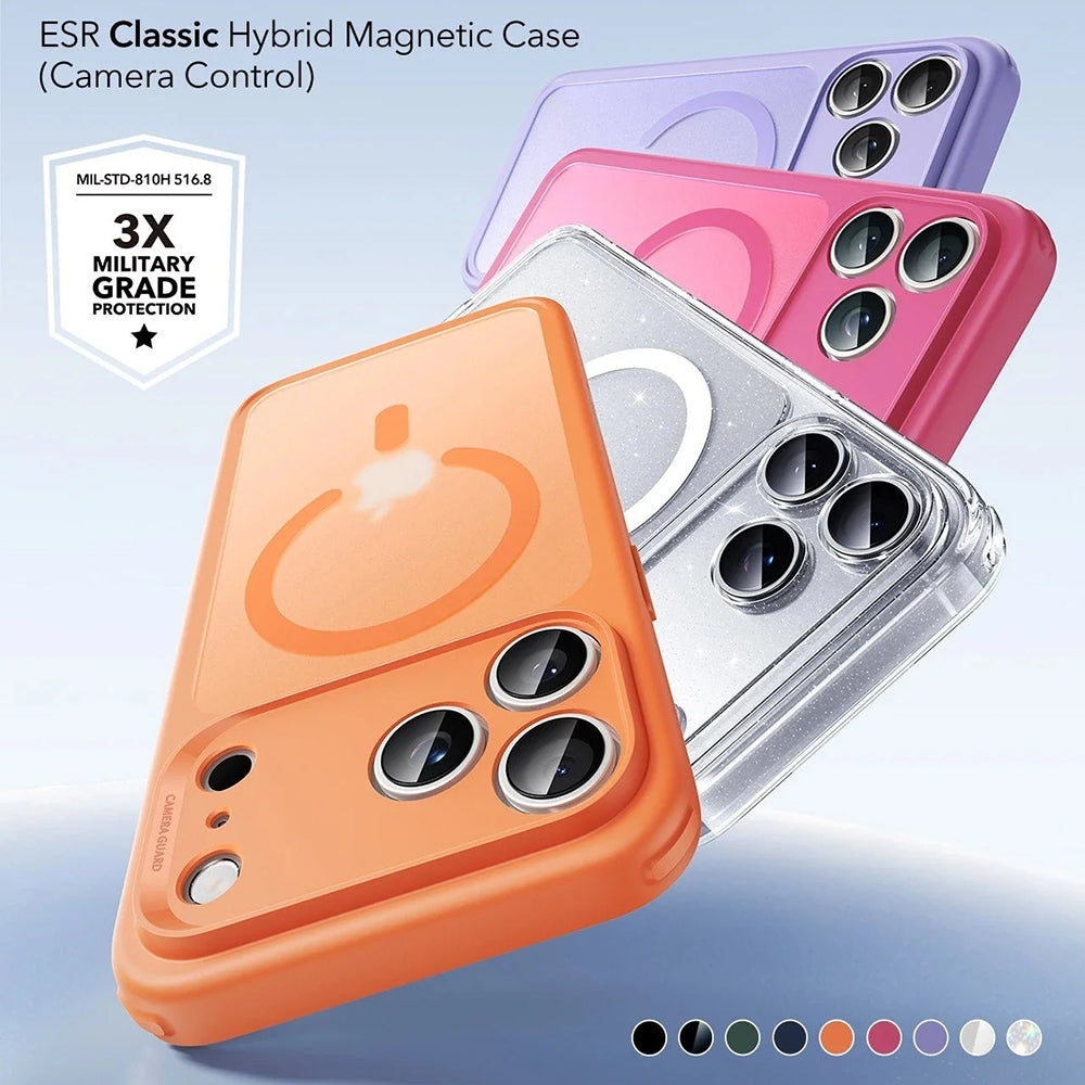 Custodia MagSafe per Apple iPhone 17 Pro Max, ESR, Classic Hybrid Shimmer, Trasparente