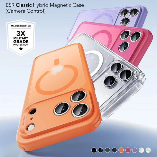 Custodia MagSafe per Apple iPhone 17 Pro Max, ESR, Classic Hybrid Shimmer, Trasparente