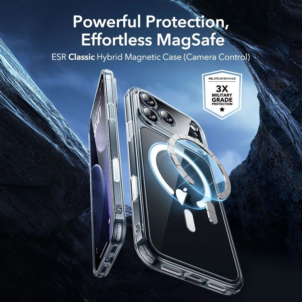 Custodia MagSafe per Apple iPhone 17 Pro Max, ESR, Classic Hybrid con Protezione Schermo, Trasparente