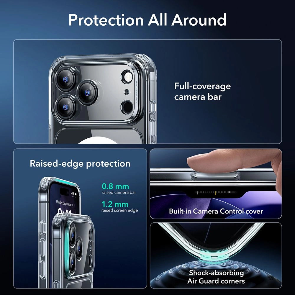 Custodia MagSafe per Apple iPhone 17 Pro Max, ESR, Classic Hybrid con Protezione Schermo, Trasparente