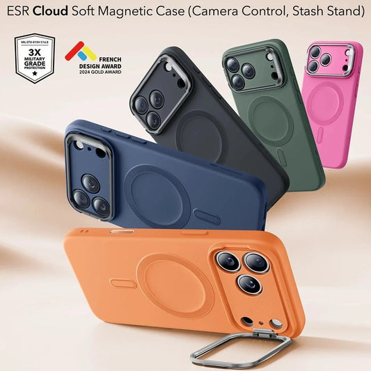 Custodia MagSafe per Apple iPhone 17 Pro Max, ESR, Cloud Soft Kickstand, Arancione