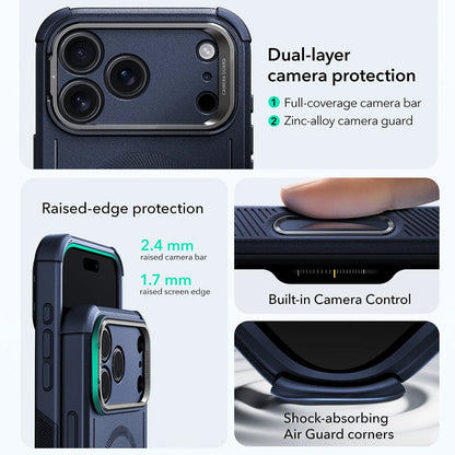 Custodia MagSafe per Apple iPhone 17 Pro Max, ESR, Cyber Armor Kickstand, Blu