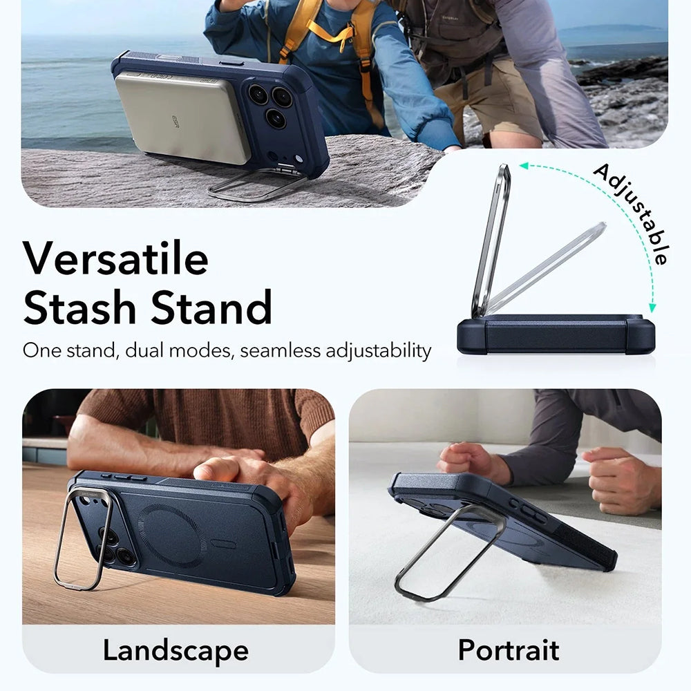 Custodia MagSafe per Apple iPhone 17 Pro Max, ESR, Cyber Armor Kickstand, Blu
