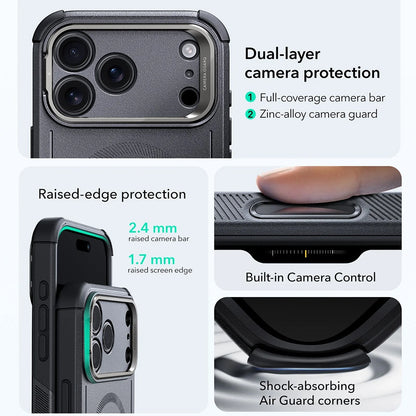 Custodia MagSafe per Apple iPhone 17 Pro Max, ESR, Cyber Armor Kickstand, Grigio