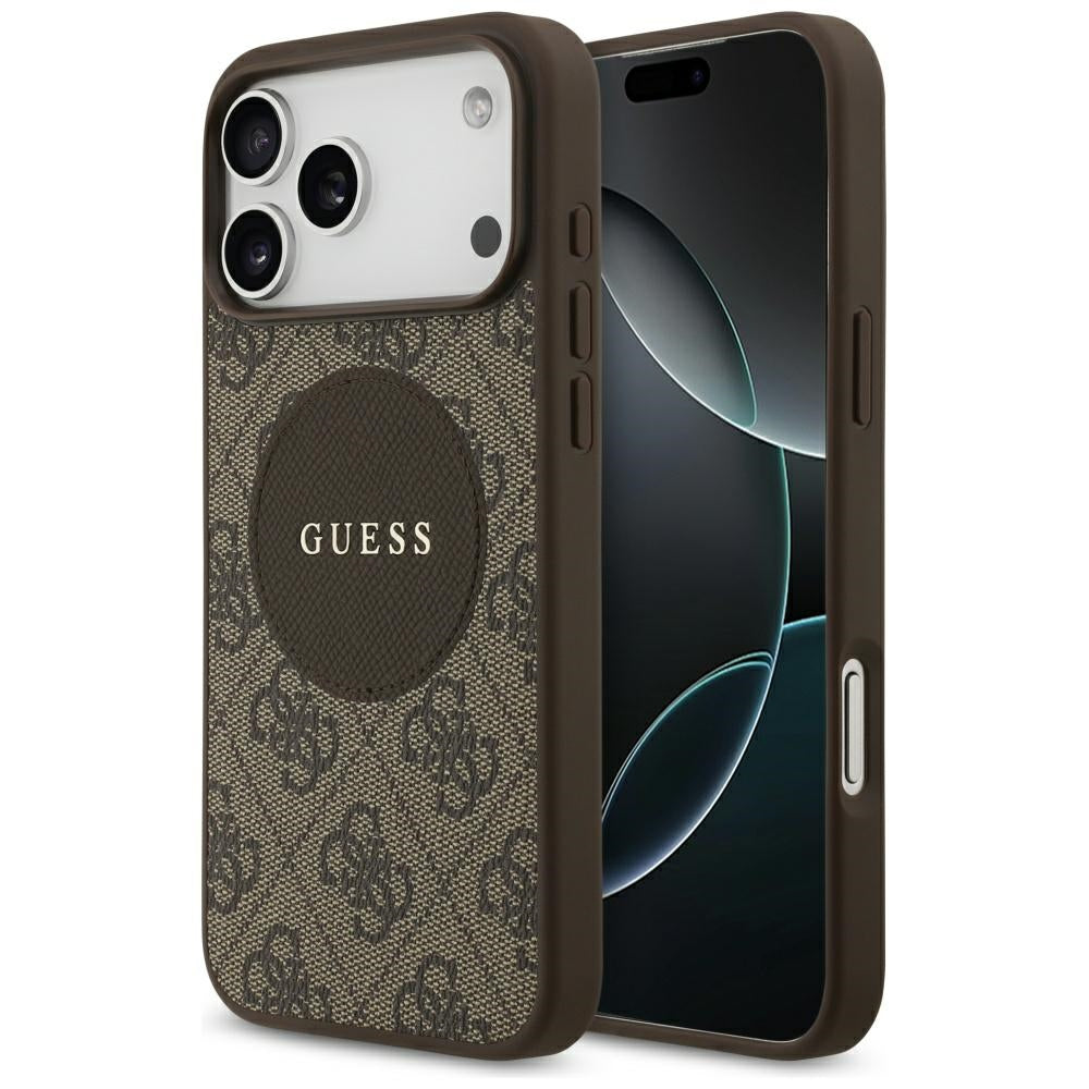 Custodia MagSafe per Apple iPhone 17 Pro Max, Guess, 4G Circle Classic Logo, Marrone
