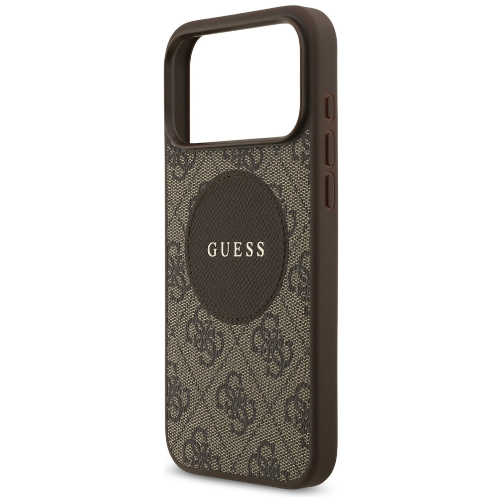 Custodia MagSafe per Apple iPhone 17 Pro Max, Guess, 4G Circle Classic Logo, Marrone