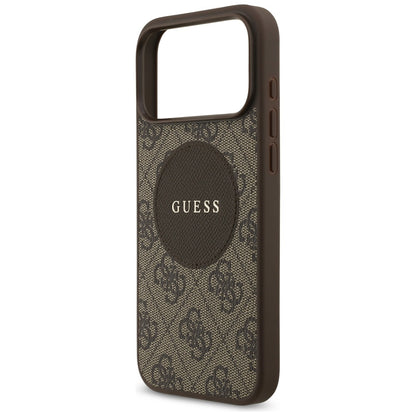 Custodia MagSafe per Apple iPhone 17 Pro Max, Guess, 4G Circle Classic Logo, Marrone