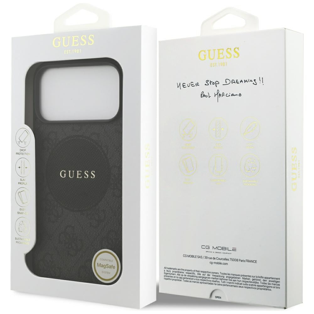 Custodia MagSafe per Apple iPhone 17 Pro Max, Guess, 4G Circle Classic Logo, Nera