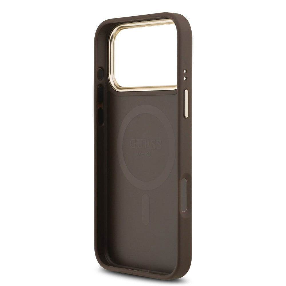 Custodia MagSafe per Apple iPhone 17 Pro Max, Guess, 4G Classic, Marrone