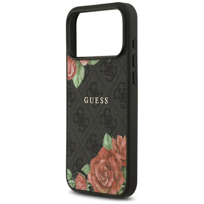 Custodia MagSafe per Apple iPhone 17 Pro Max, Guess, Stampa Fiori 4G, Nera