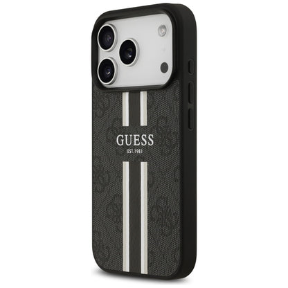 Custodia MagSafe per Apple iPhone 17 Pro Max, Guess, 4G Printed Stripes, Nera