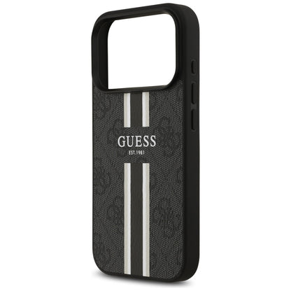 Custodia MagSafe per Apple iPhone 17 Pro Max, Guess, 4G Printed Stripes, Nera