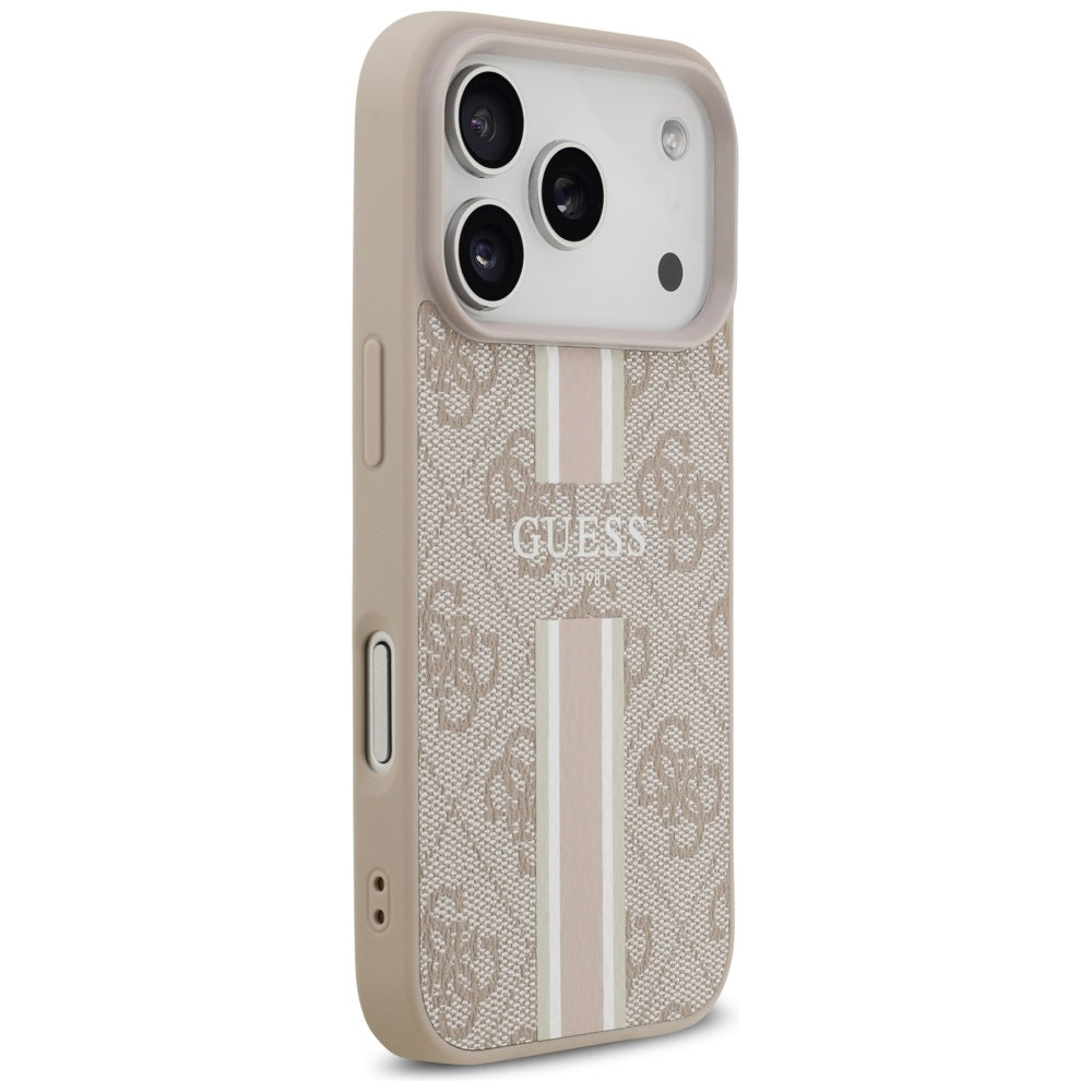 Custodia MagSafe per Apple iPhone 17 Pro Max, Guess, 4G Printed Stripes, Rosa