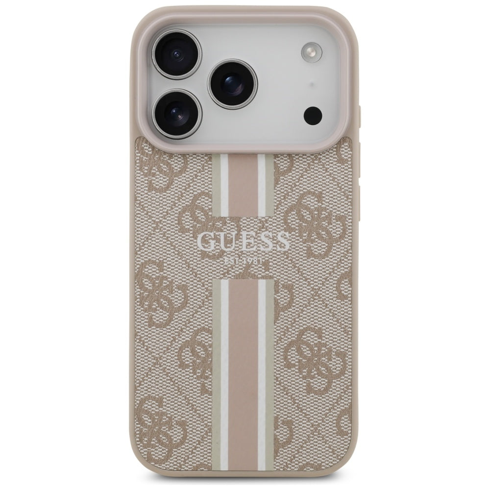 Custodia MagSafe per Apple iPhone 17 Pro Max, Guess, 4G Printed Stripes, Rosa