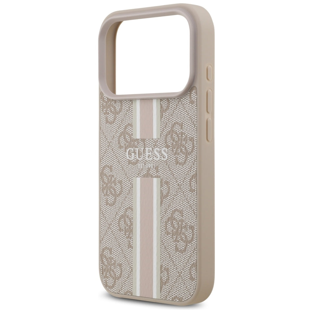 Custodia MagSafe per Apple iPhone 17 Pro Max, Guess, 4G Printed Stripes, Rosa