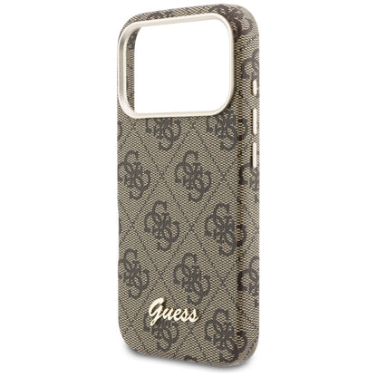 Custodia MagSafe per Apple iPhone 17 Pro Max, Guess, 4G Script Logo, Marrone