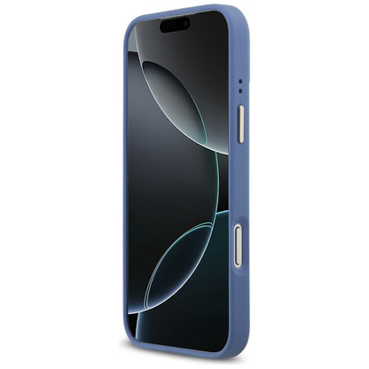 Custodia MagSafe per Apple iPhone 17 Pro Max, Guess, 4G Strass Logo con Grande Cinturino, Blu