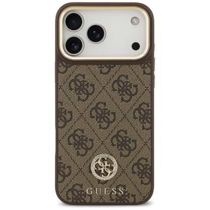 Custodia MagSafe per Apple iPhone 17 Pro Max, Guess, 4G Strass Logo con Cinturino Grande, Marrone