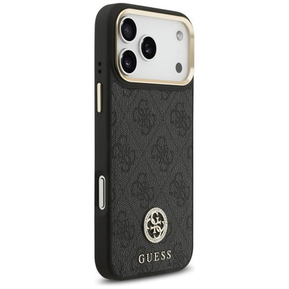 Custodia MagSafe per Apple iPhone 17 Pro Max, Guess, 4G Strass Logo con Grande Cinturino, Nera