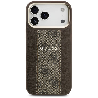 Custodia MagSafe per Apple iPhone 17 Pro Max, Guess, 4G Stripe, Marrone
