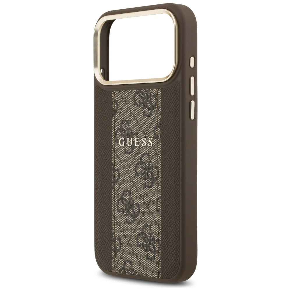 Custodia MagSafe per Apple iPhone 17 Pro Max, Guess, 4G Stripe, Marrone