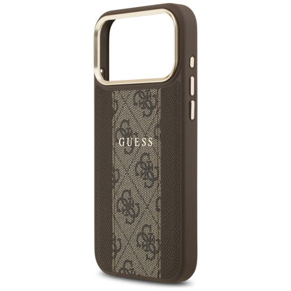 Custodia MagSafe per Apple iPhone 17 Pro Max, Guess, 4G Stripe, Marrone