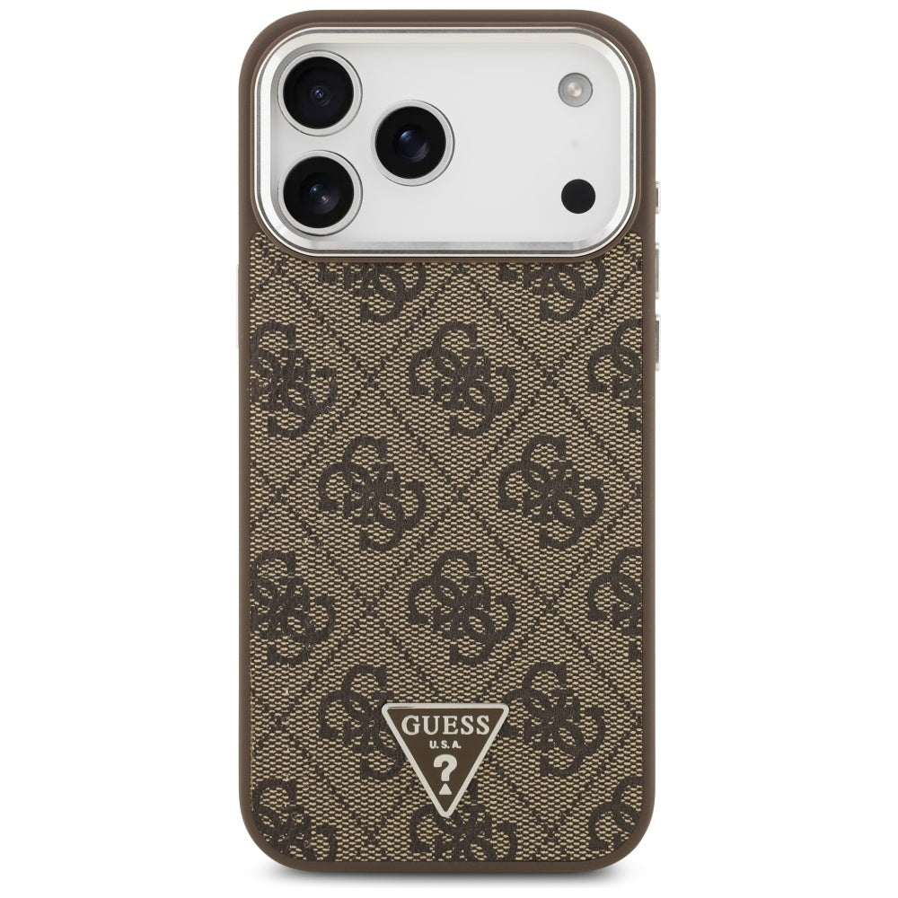 Custodia MagSafe per Apple iPhone 17 Pro Max, Guess, logo triangolo 4G, Marrone