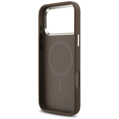 Custodia MagSafe per Apple iPhone 17 Pro Max, Guess, logo triangolo 4G, Marrone