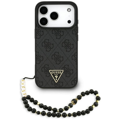 Custodia MagSafe per Apple iPhone 17 Pro Max, Guess, Logo Triangolo 4G con Cinturino, Nera