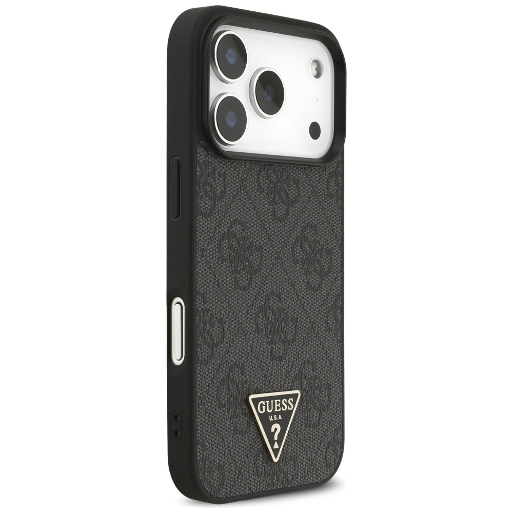 Custodia MagSafe per Apple iPhone 17 Pro Max, Guess, Logo Triangolo 4G con Cinturino, Nera