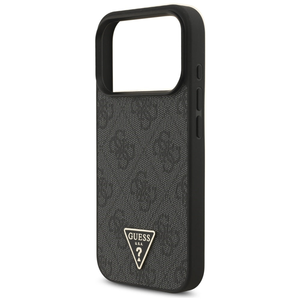 Custodia MagSafe per Apple iPhone 17 Pro Max, Guess, Logo Triangolo 4G con Cinturino, Nera