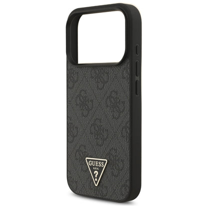 Custodia MagSafe per Apple iPhone 17 Pro Max, Guess, Logo Triangolo 4G con Cinturino, Nera