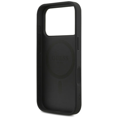 Custodia MagSafe per Apple iPhone 17 Pro Max, Guess, Logo Triangolo 4G con Cinturino, Nera
