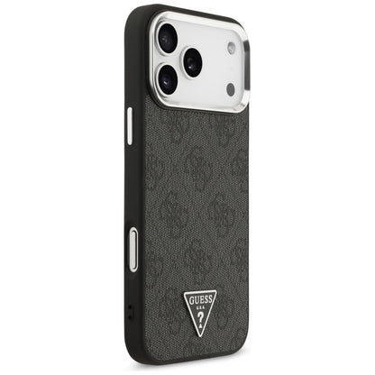 Custodia MagSafe per Apple iPhone 17 Pro Max, Guess, Logo Triangolo 4G, Nera Argentata