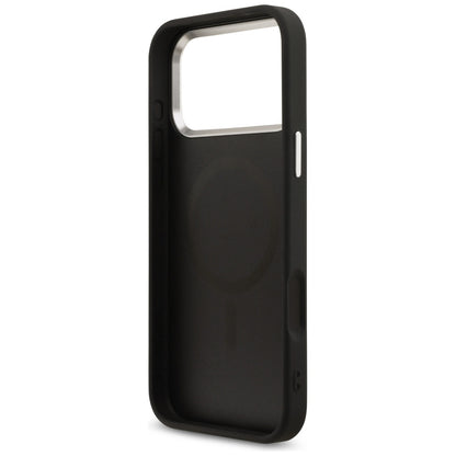 Custodia MagSafe per Apple iPhone 17 Pro Max, Guess, Logo Triangolo 4G, Nera Argentata