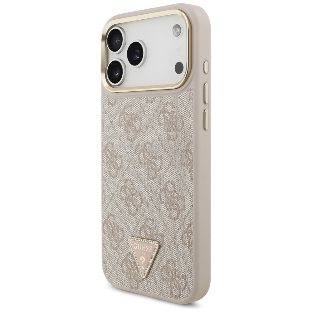 Custodia MagSafe per Apple iPhone 17 Pro Max, Guess, Logo Triangolo 4G con Grande Cinturino, Rosa