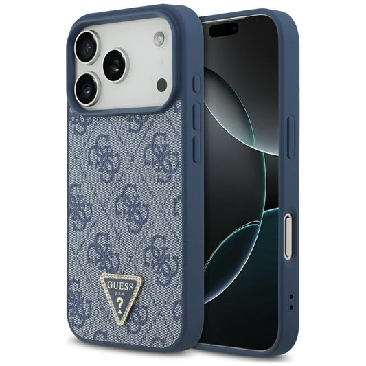 Custodia MagSafe per Apple iPhone 17 Pro Max, Guess, 4G Triangle Strass, Blu