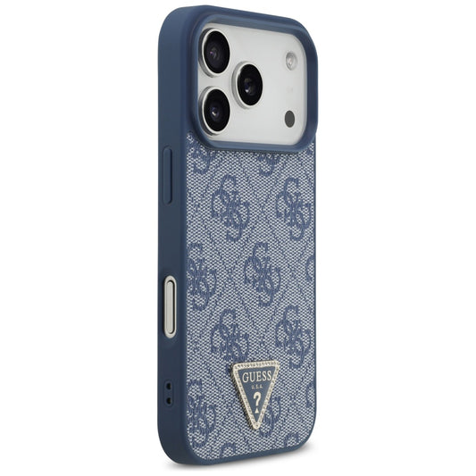 Custodia MagSafe per Apple iPhone 17 Pro Max, Guess, 4G Triangle Strass, Blu
