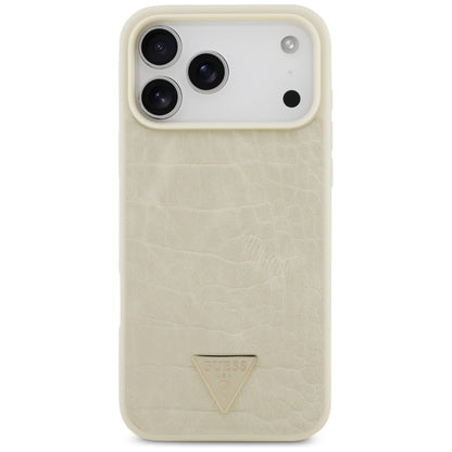 Custodia MagSafe per Apple iPhone 17 Pro Max, Guess, Croco Triangle Logo, Dorata