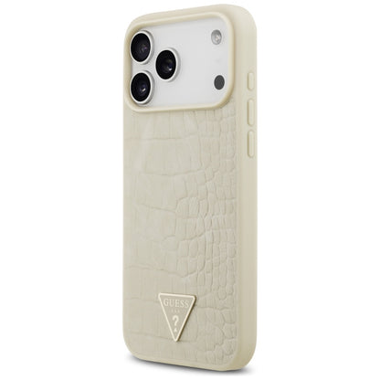 Custodia MagSafe per Apple iPhone 17 Pro Max, Guess, Croco Triangle Logo, Dorata