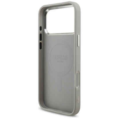 Custodia MagSafe per Apple iPhone 17 Pro Max, Guess, Glitter Triangle Logo, Argento