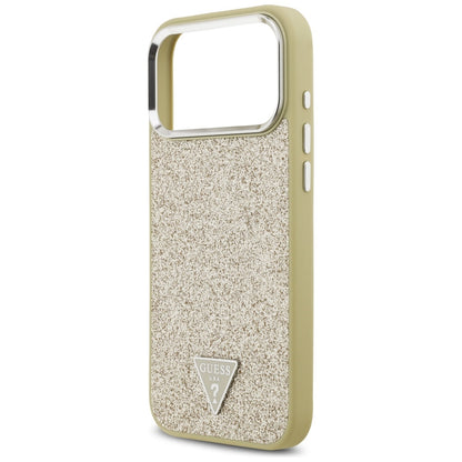 Custodia MagSafe per Apple iPhone 17 Pro Max, Guess, Glitter Triangle Logo, Dorata